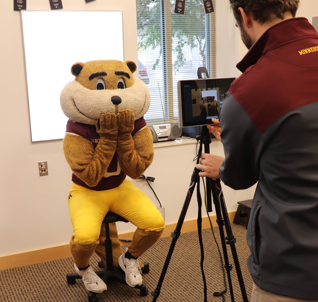 Goldy poses for a passport photo